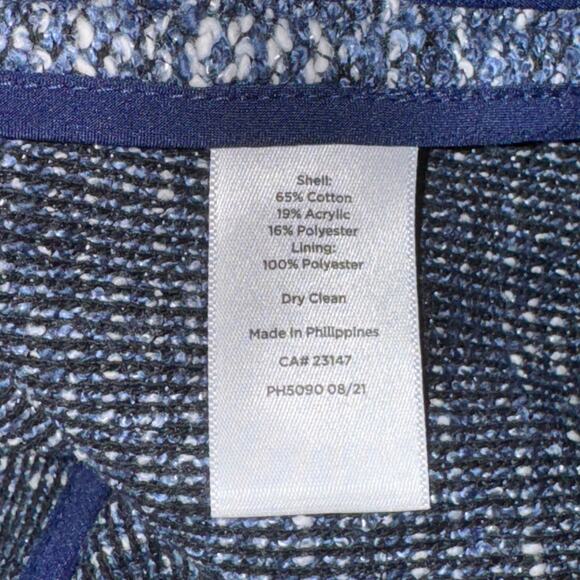 Talbots Tweed Double Breasted Blazer Women's Size 2 Blue White Pockets NWT - Picture 9 of 9